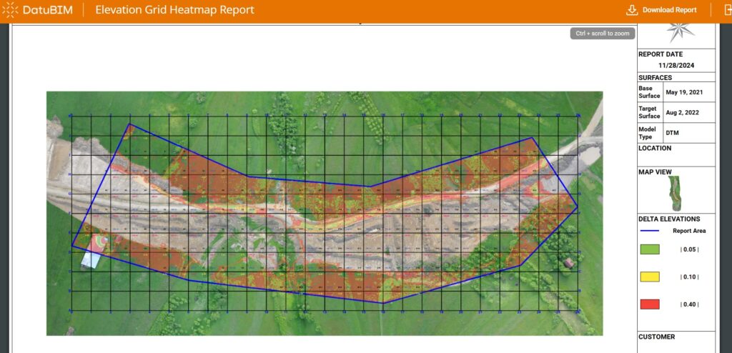 Elevation Grid Heatmap Report for Heavy Civil Construction